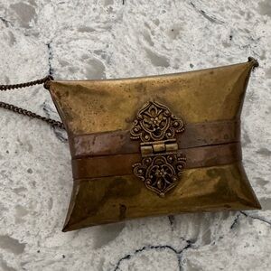 Vintage Gold and Brown Metal Clutch